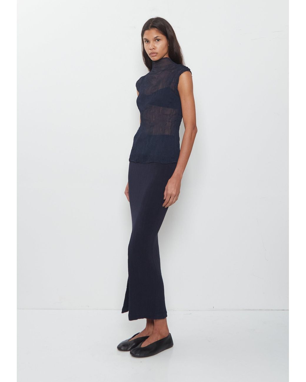 Issey Miyake Blue Chiffon Twist 1 Top