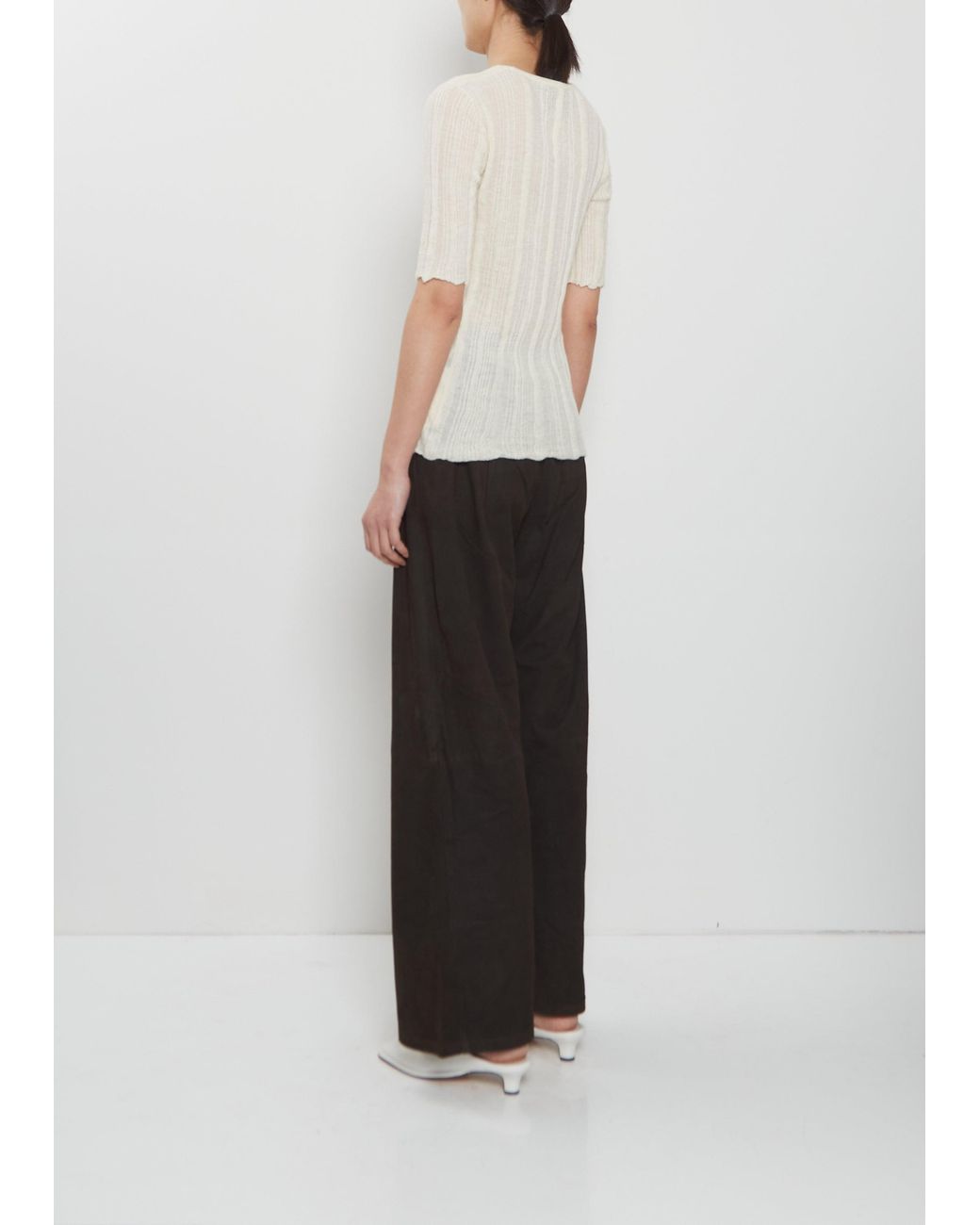 Lauren Manoogian White Plisse Alpaca Silk Tee