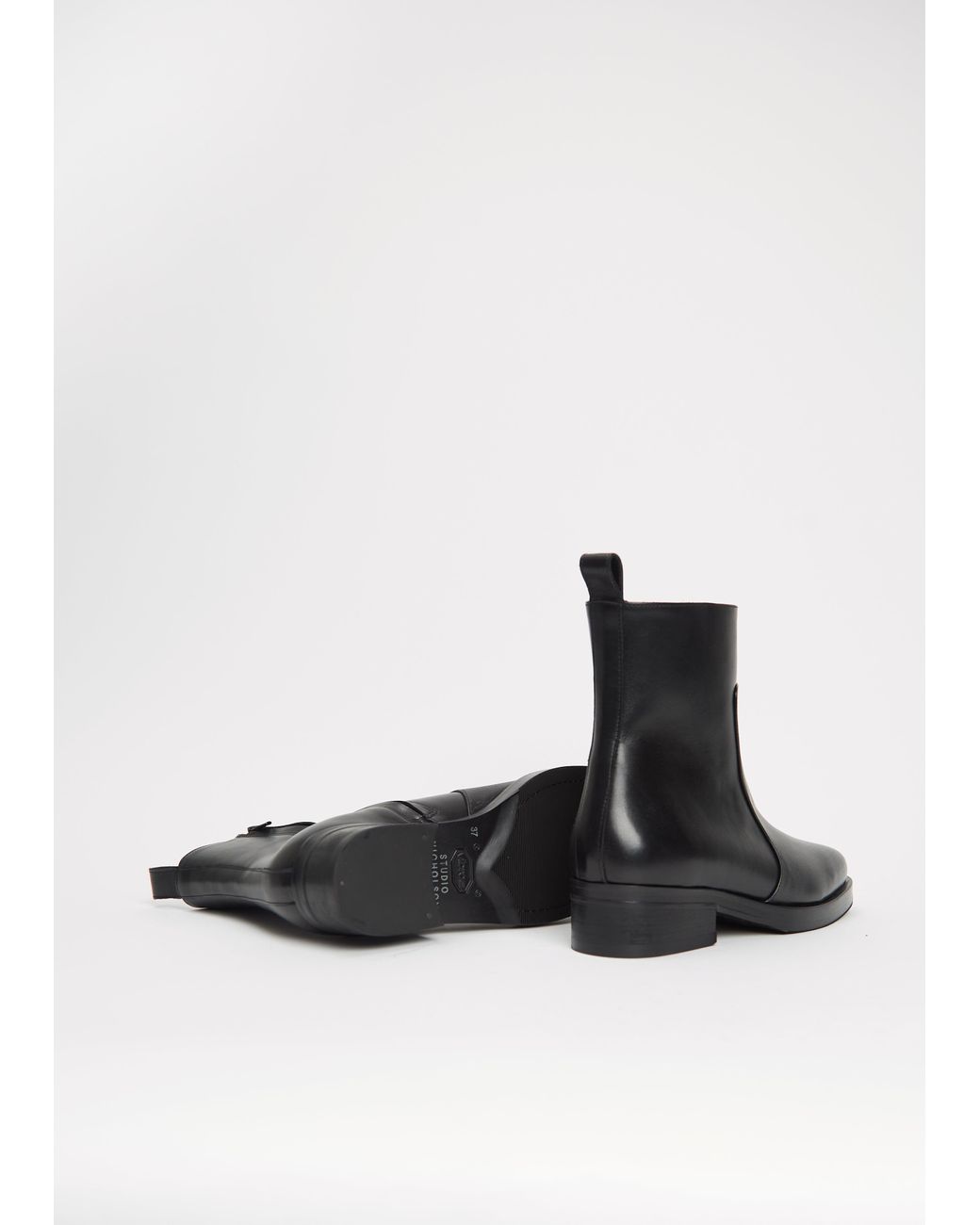 Studio Nicholson Black Square Toe Leather Boot