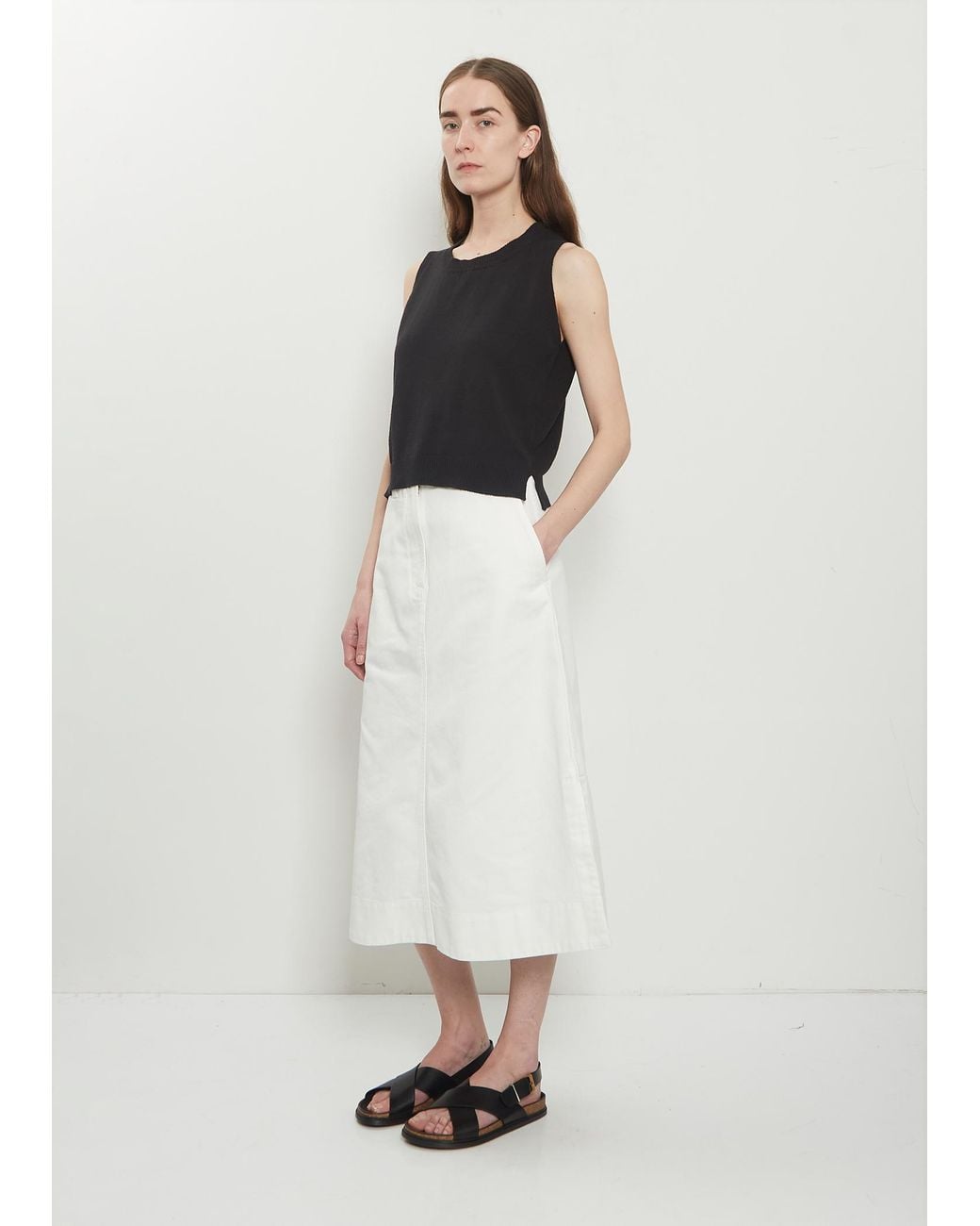 MHL by Margaret Howell Black Cotton Linen Tank Top