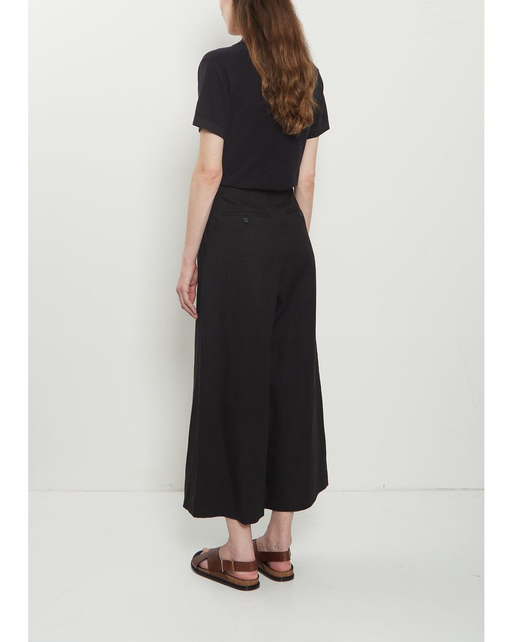 Margaret Howell Black Flat Front Linen Culottes
