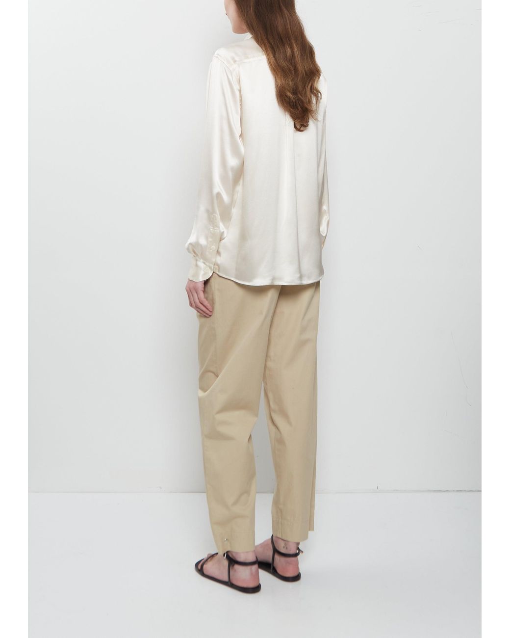 Meta Campania Collective White Pablo Unlined Fluid Silk Shirt