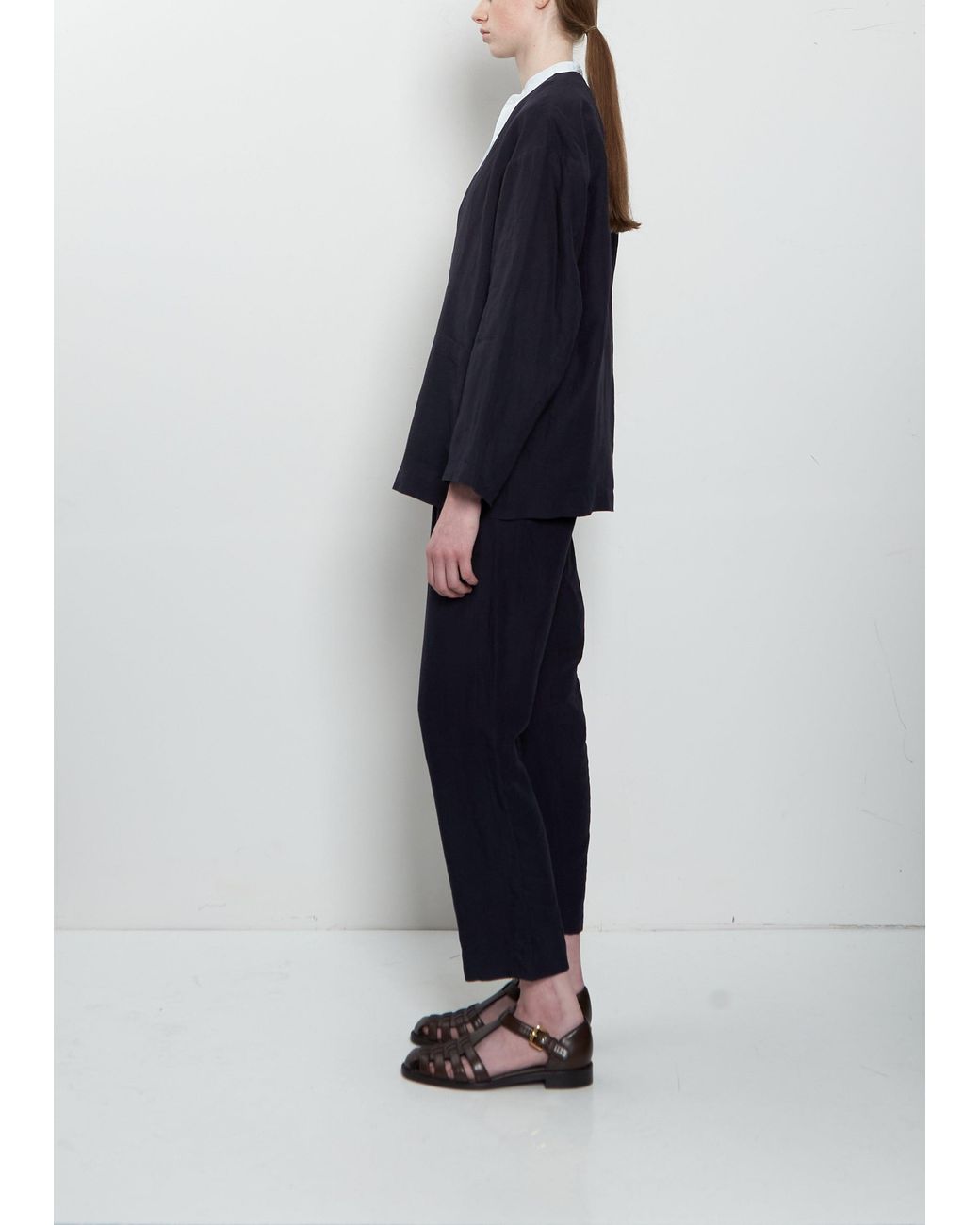 Arts & Science Blue No Collar Linen Jacket