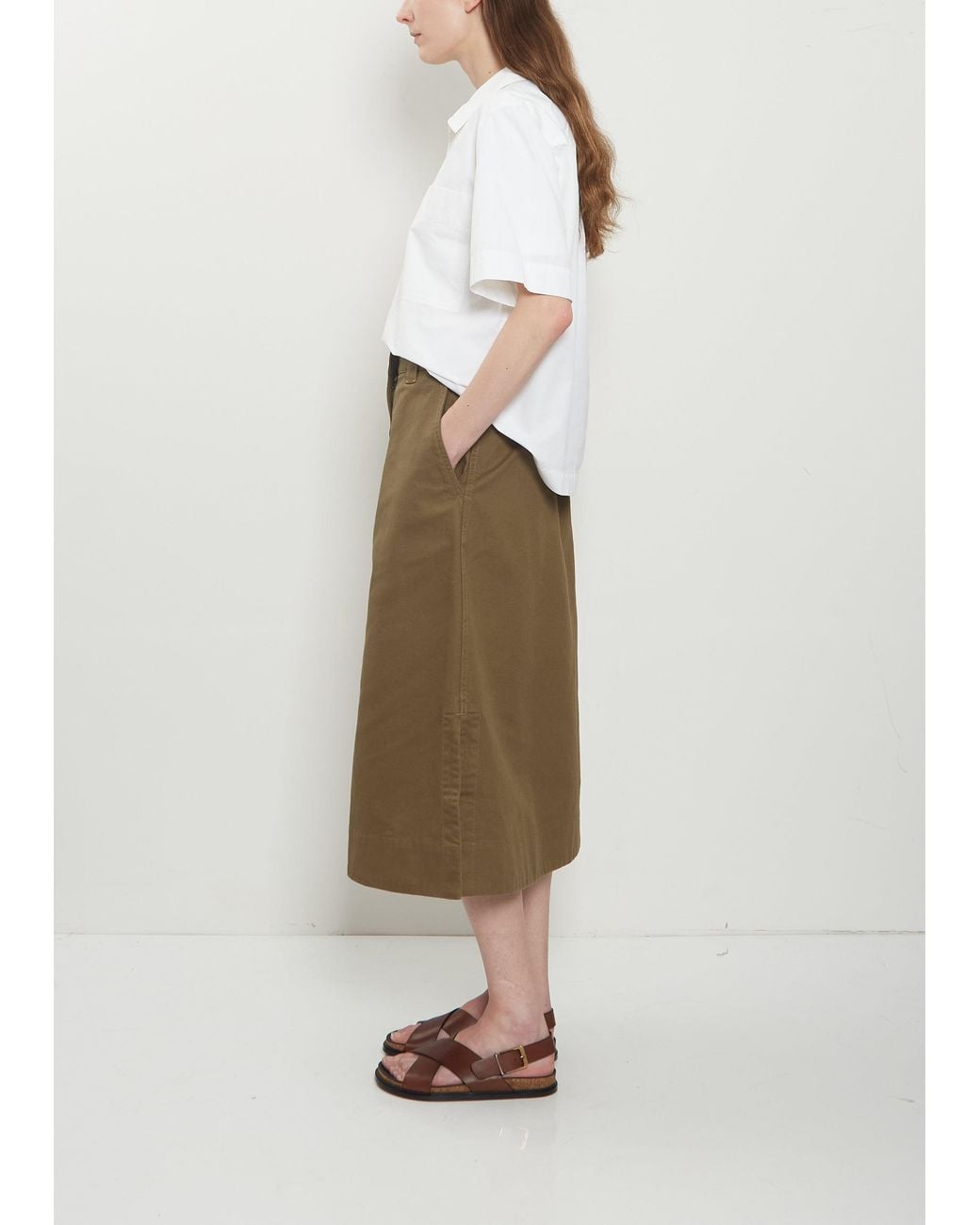 MHL by Margaret Howell Natural Side Vent Cotton Skirt