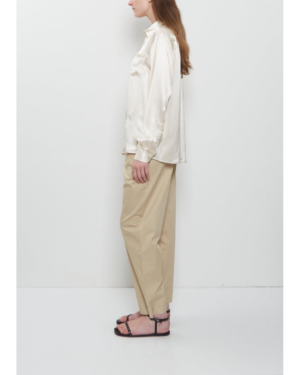 Meta Campania Collective White Pablo Unlined Fluid Silk Shirt