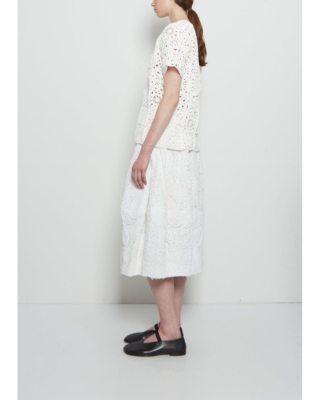 Comme des Garçons White Cotton Crochet Top