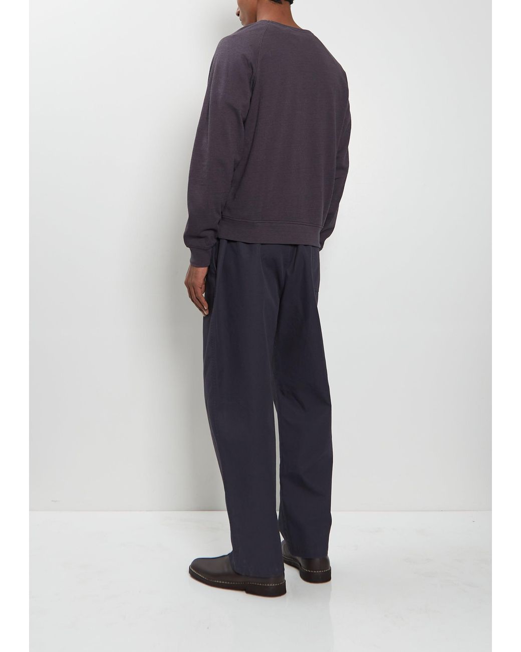 Lemaire Blue Crew Neck Cotton Wool Sweatshirt