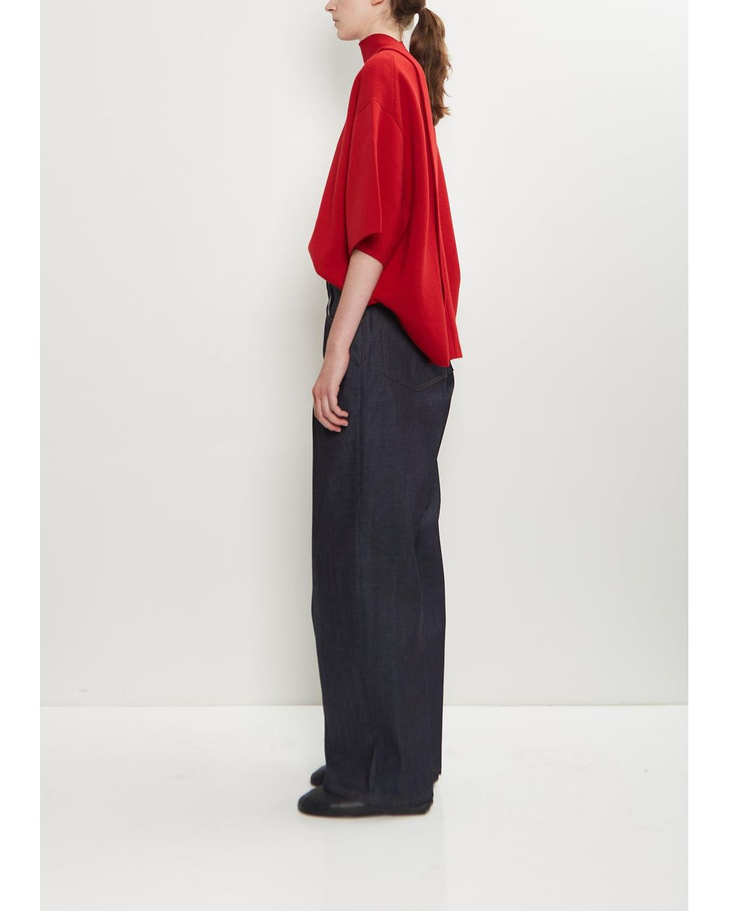 Carven Red Washed Cotton Straight Jeans