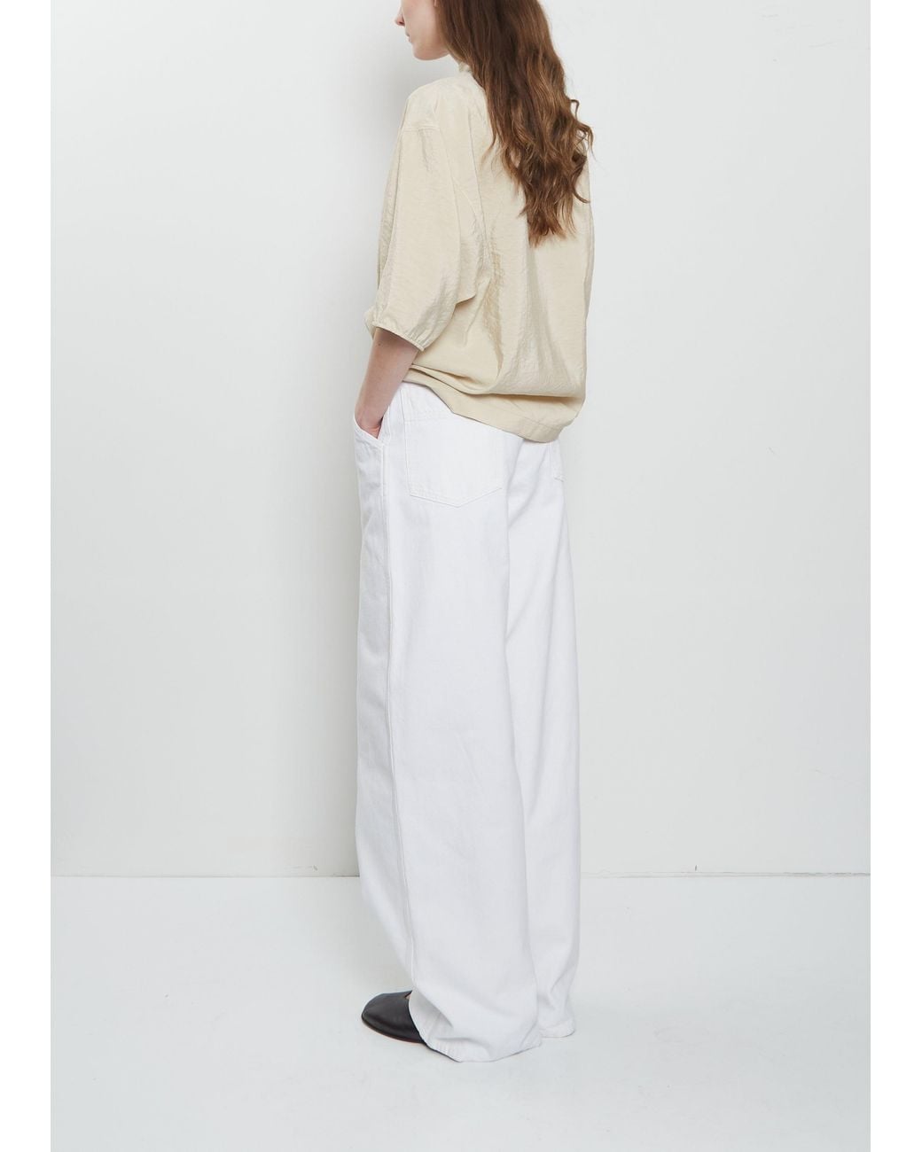 Lemaire White Large Curved Cotton Pants