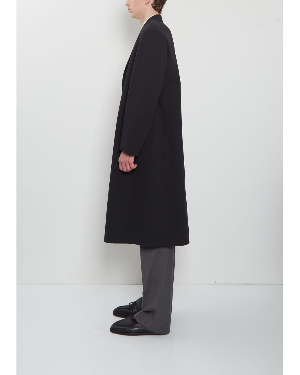 Auralee Blue Structured Wool Hand-sewn Coat