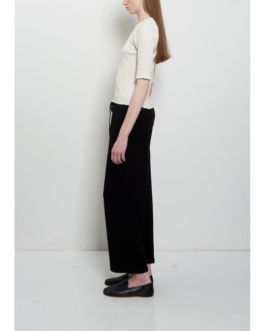 Lauren Manoogian White Crepe Cotton Linen Capri Pants