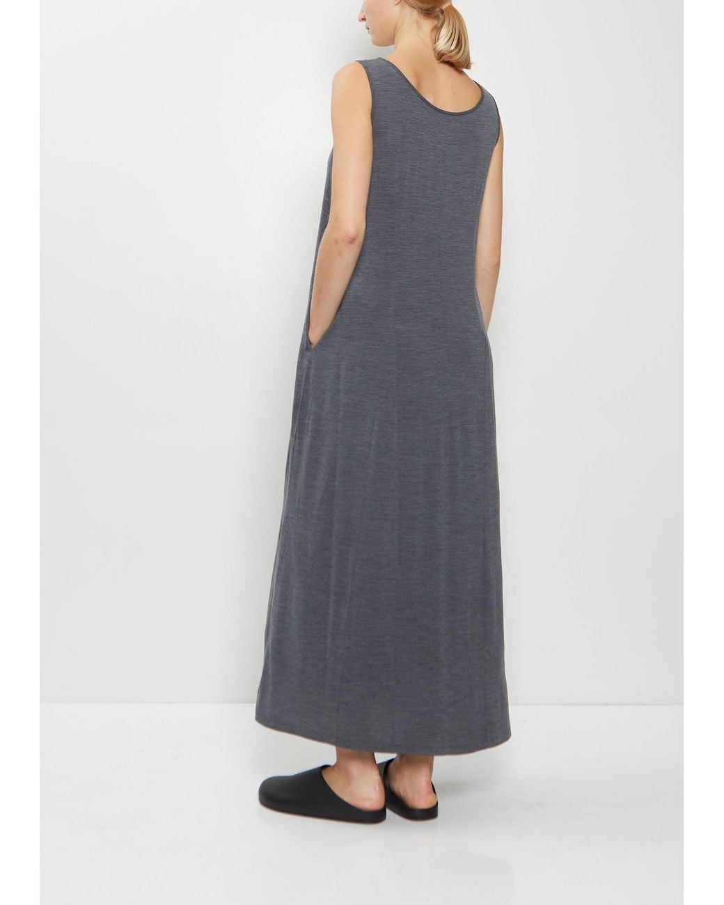 Auralee Blue Wool Jersey Tank Dress