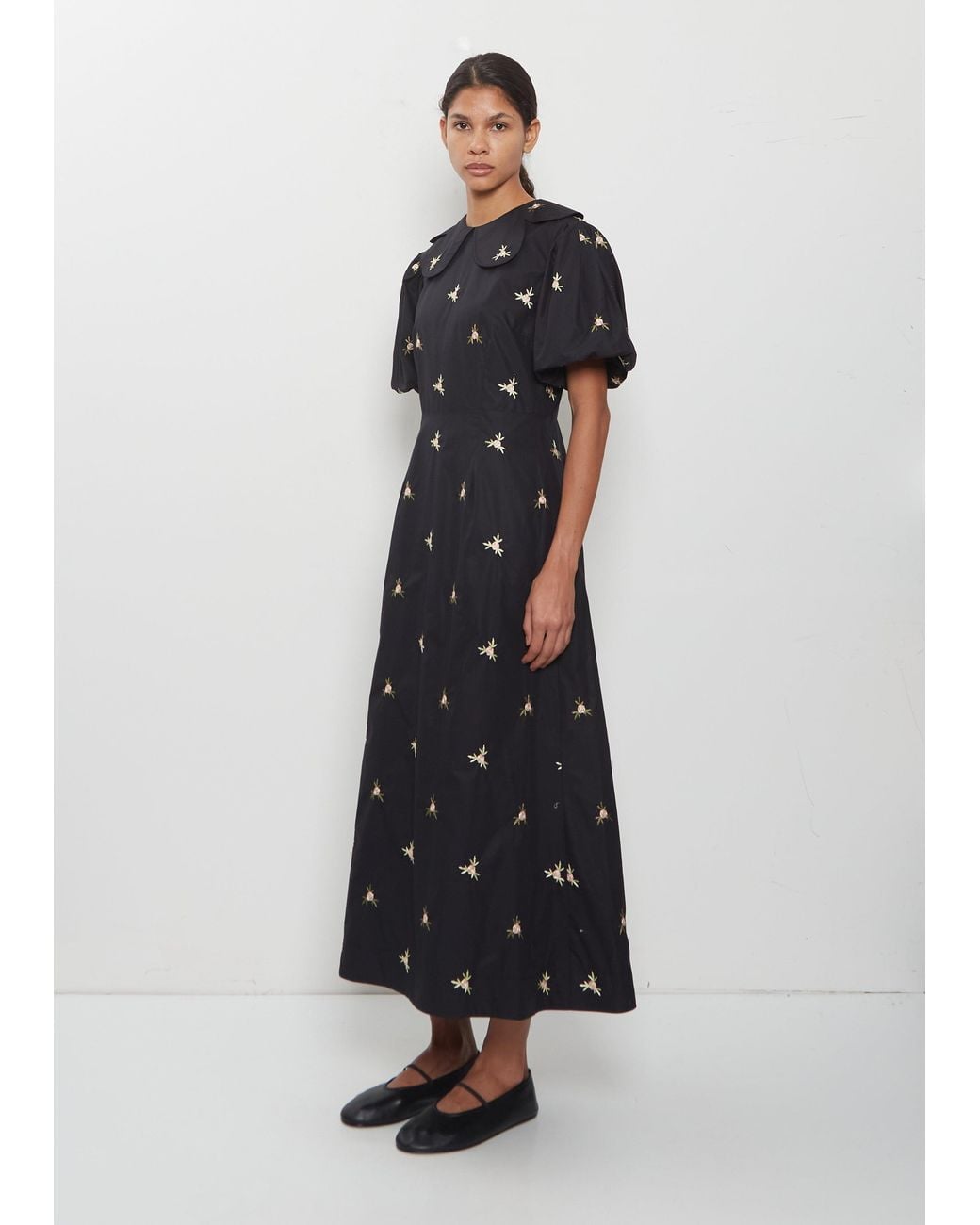 Simone Rocha Blue Puff Sleeve Petal Collar Dress