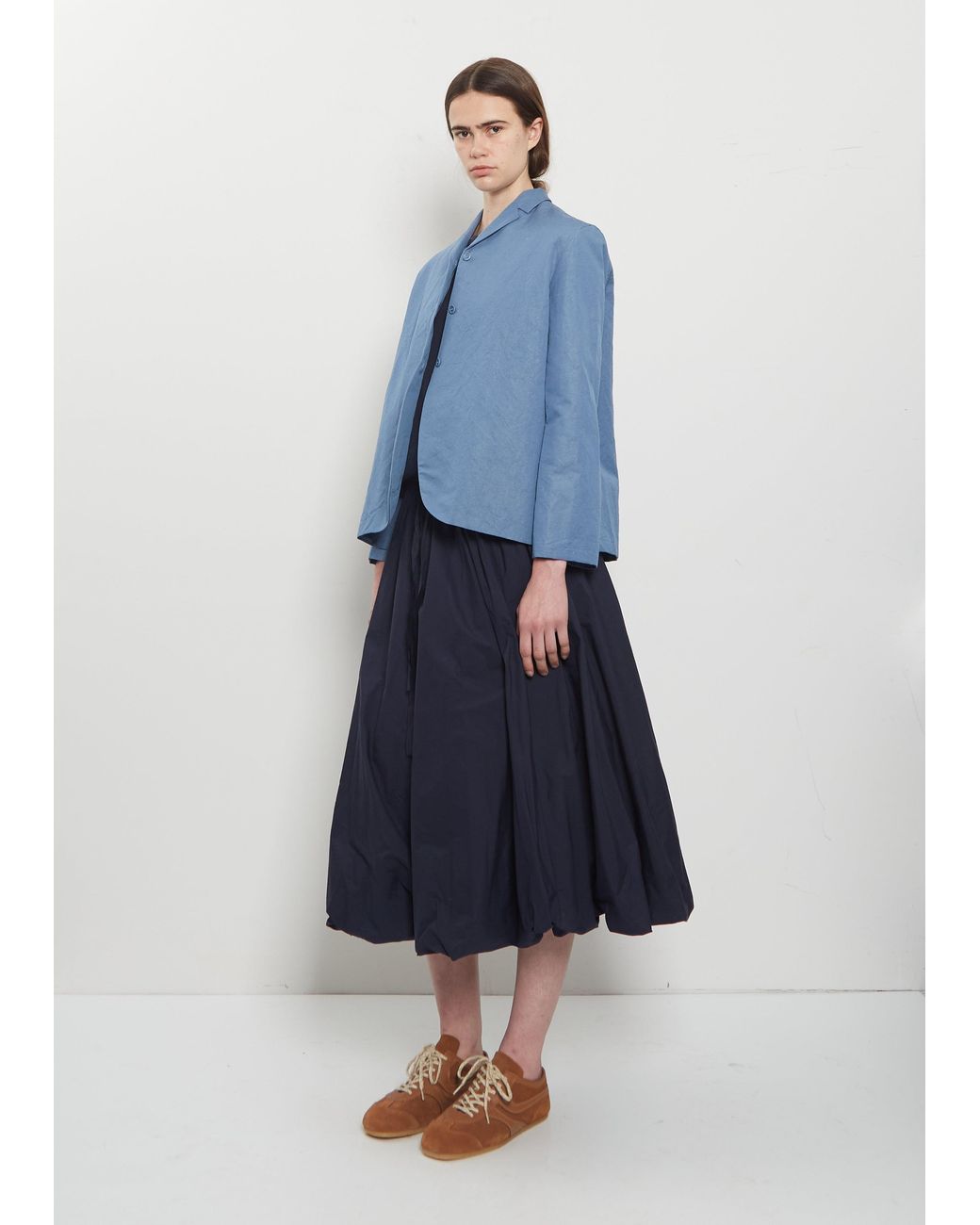 Apuntob Blue Cotton Linen 3-button Jacket