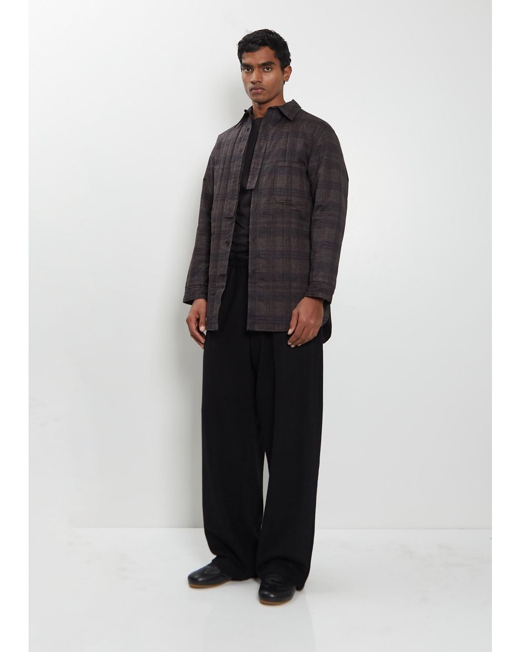 Yohji Yamamoto Black Plaid Padded Cotton Shirt