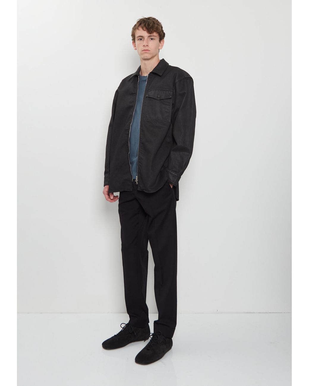 Dries Van Noten Black Croomson Waxed Denim Shirt