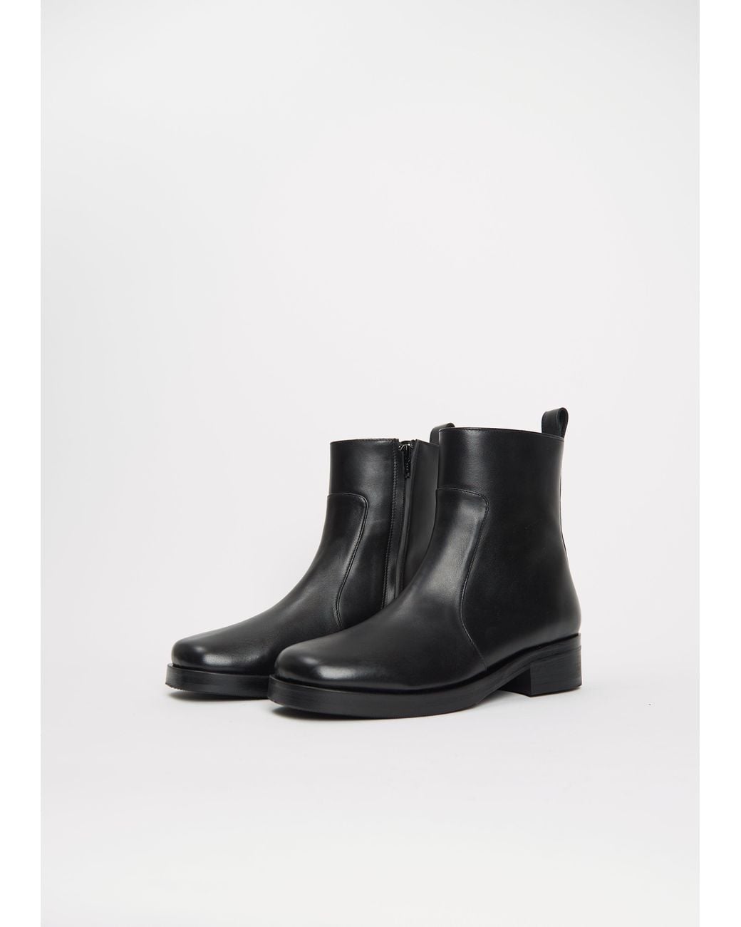 Studio Nicholson Black Square Toe Leather Boot
