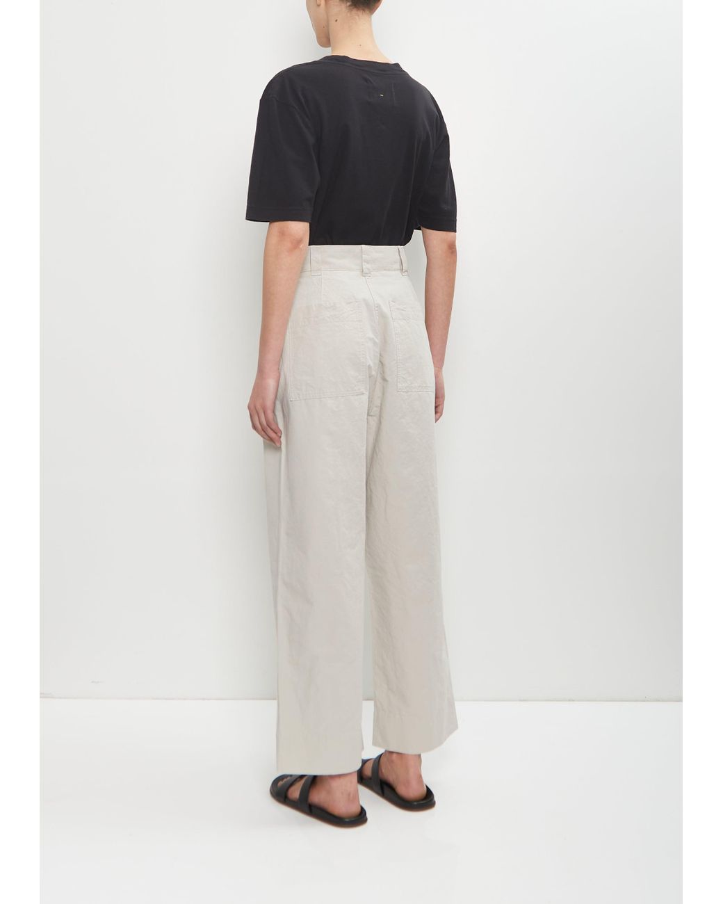 Margaret Howell｜CHINO PANTS (MHL PLEATED CROP TROUSER - Margaret Howell - MHL Pleated Crop Trousers in Pale Stone