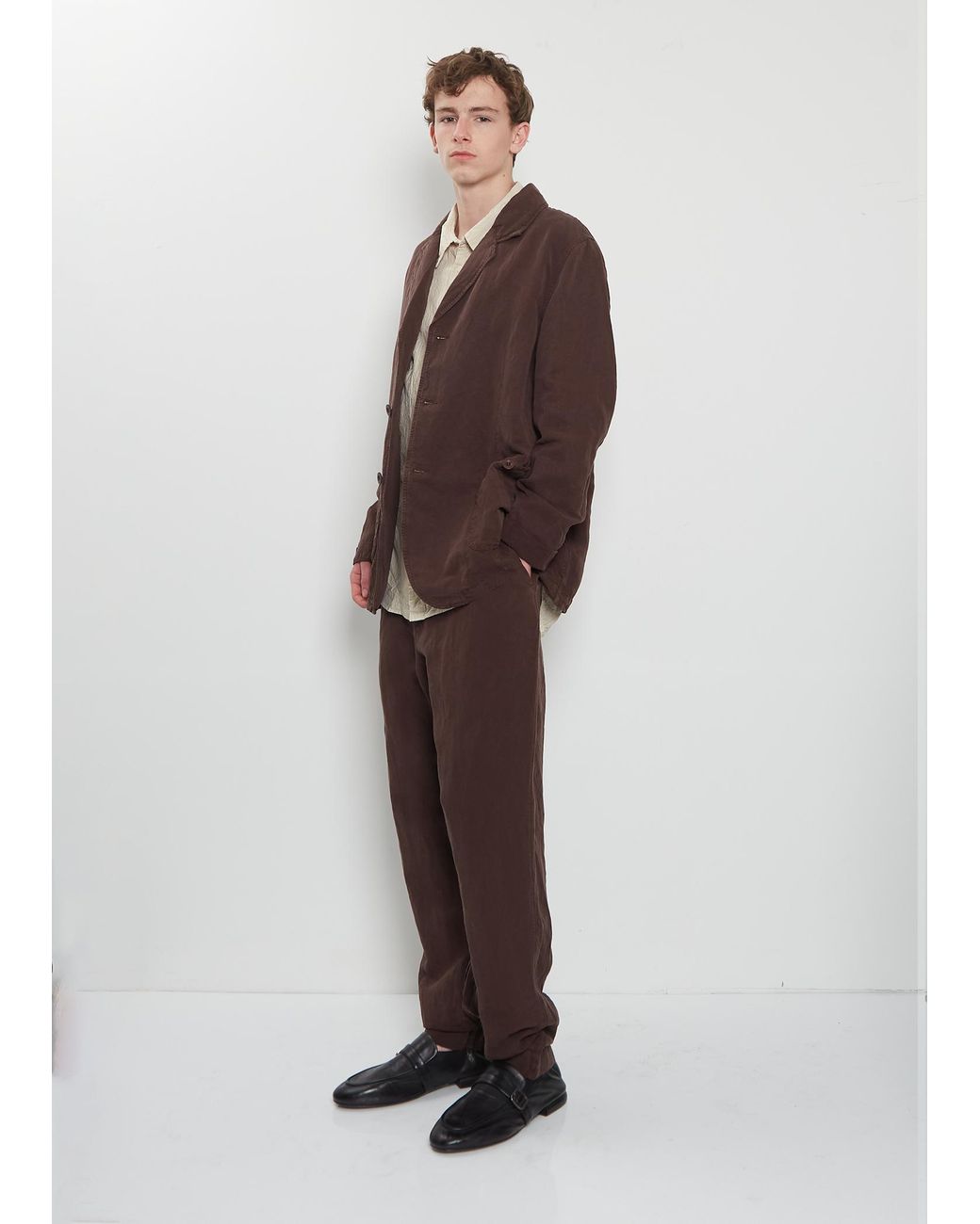 Casey Casey Brown U Courte Linen Jacket