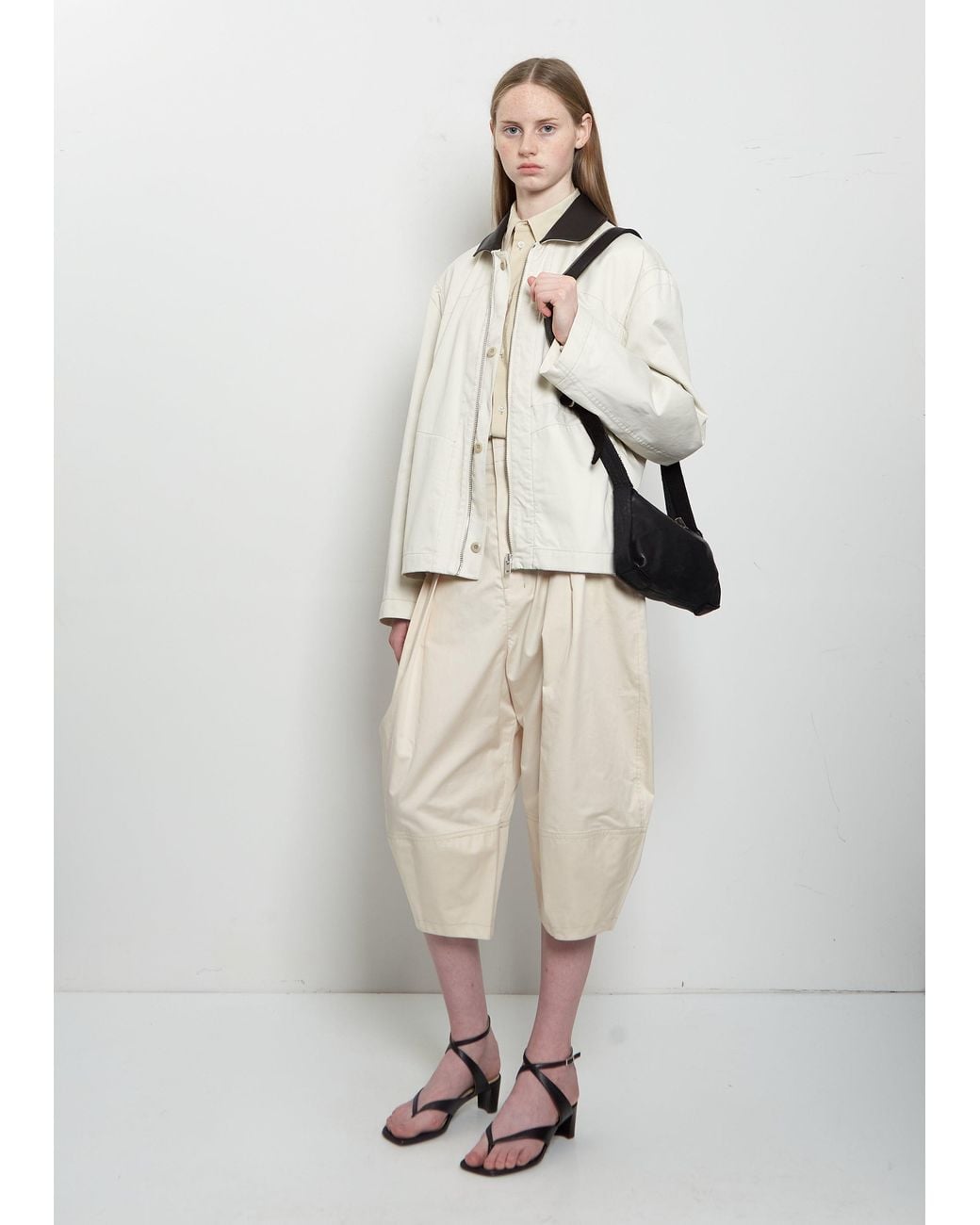 Guidi White Leather Crossbody Bag, Small