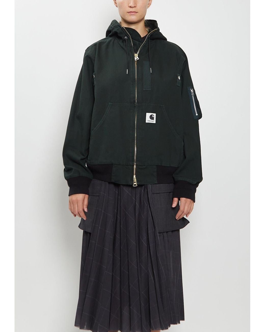SACAI X CARHARTT WIP Washed Cotton Denim Duck Hooded Blouson in