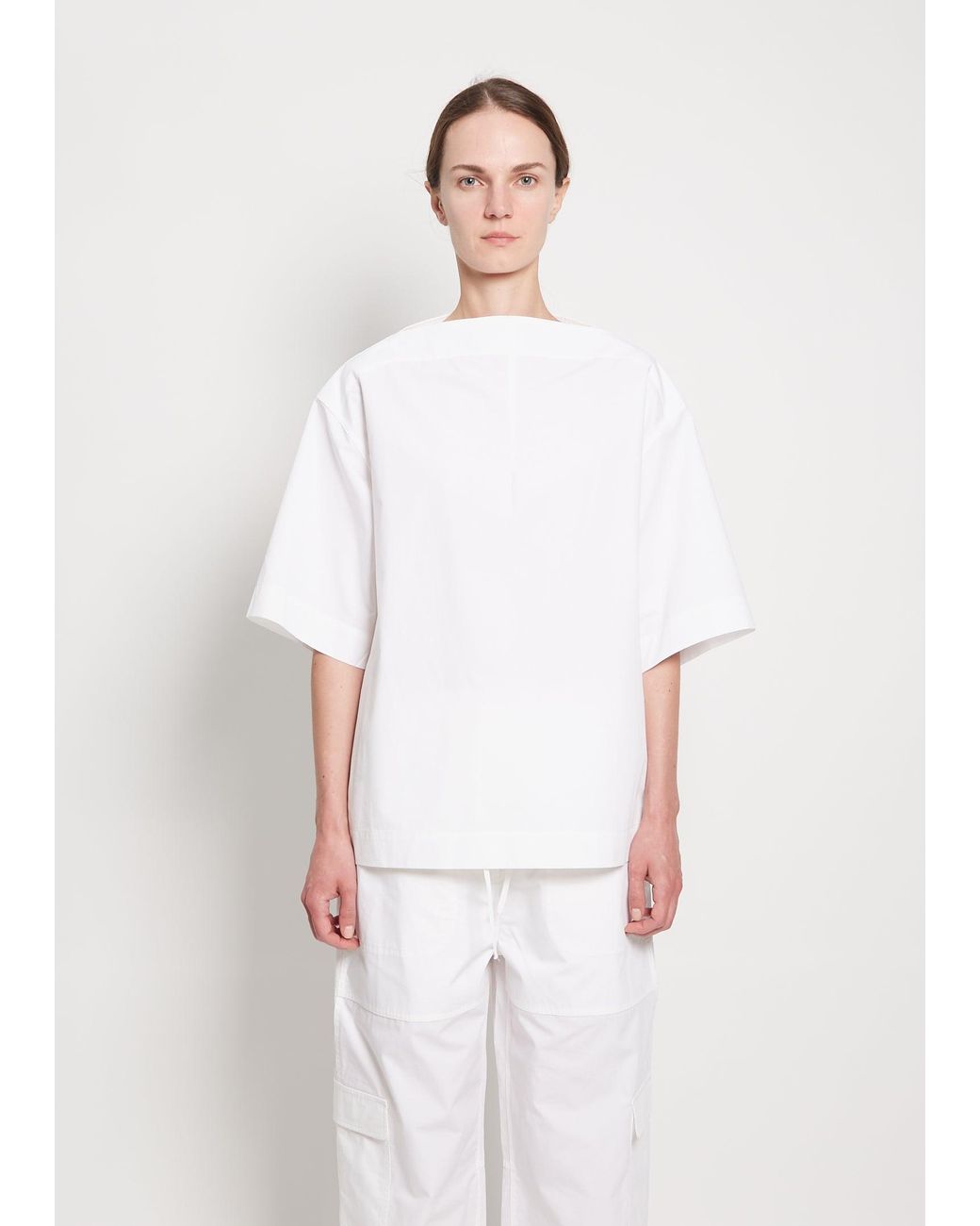 Totême Dart-neck Cotton Top in White | Lyst