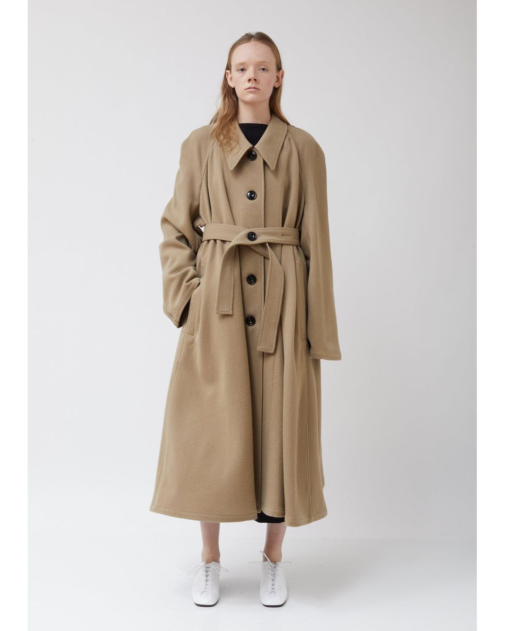 Lemaire Wool Belted Overcoat | Lyst