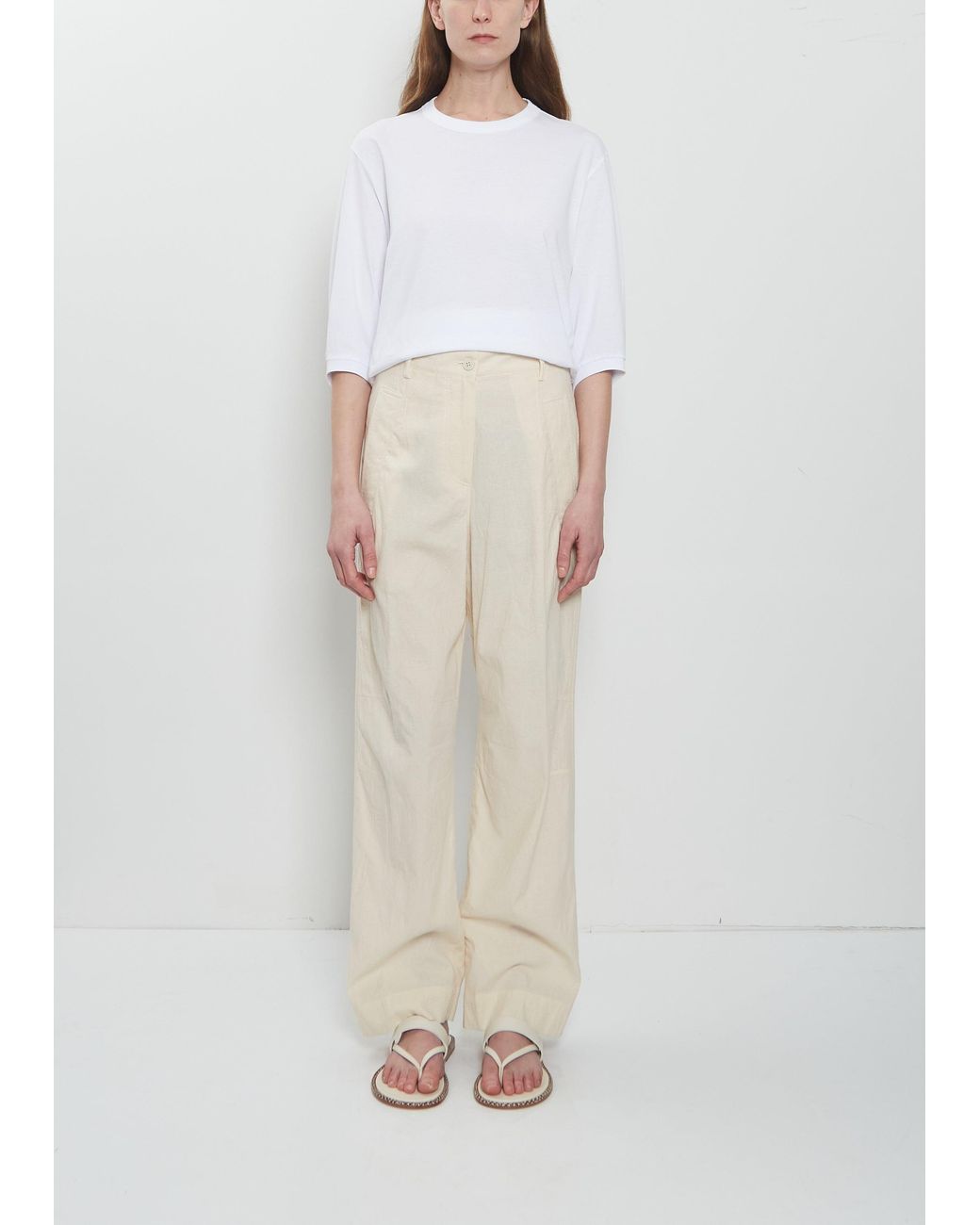 Dries Van Noten White Pincks Cotton Pants