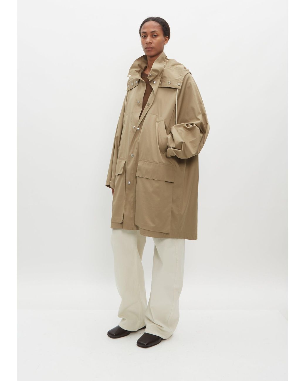 Lemaire Detachable Hood Raincoat in Brown | Lyst UK