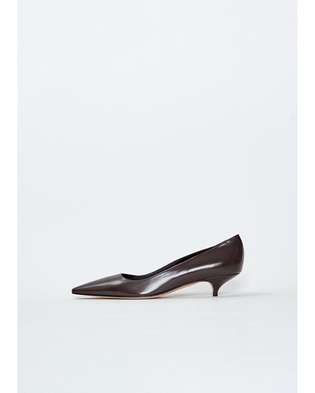 The Row White Liisa Leather Kitten Three Heel