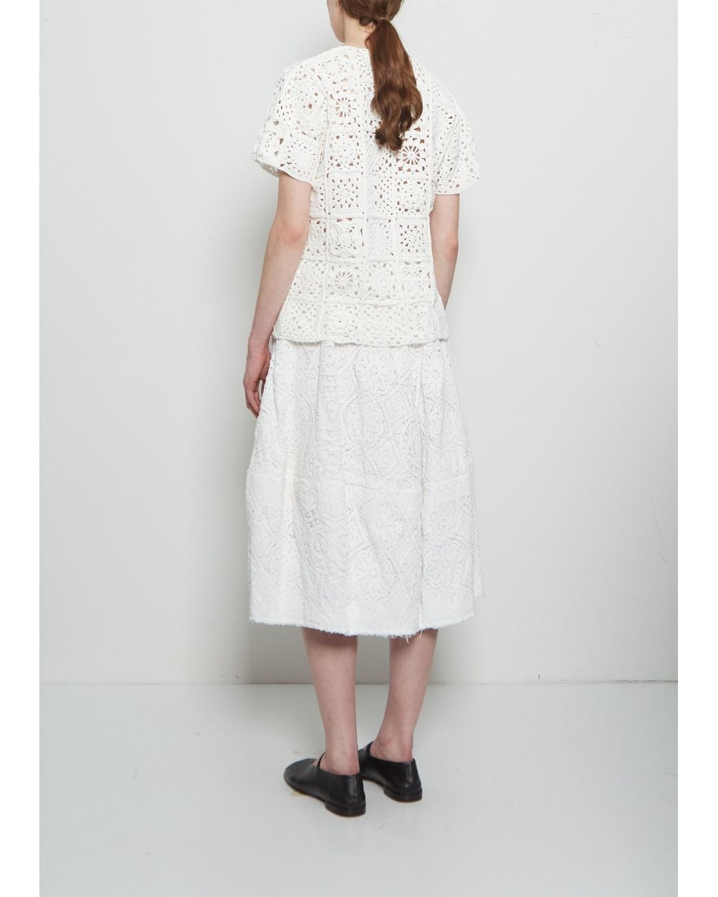 Comme des Garçons White Cotton Crochet Top