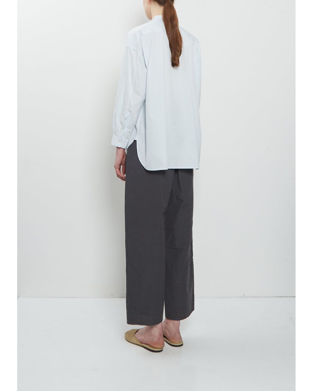 Arts & Science White Band Collar Simple Cotton Shirt