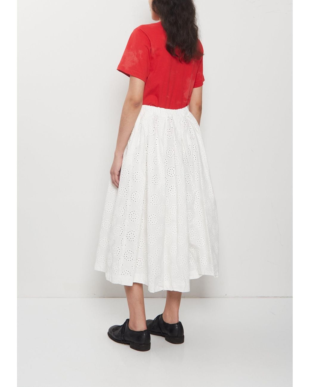 Comme des Garçons White Punched Pleated Cotton Pant