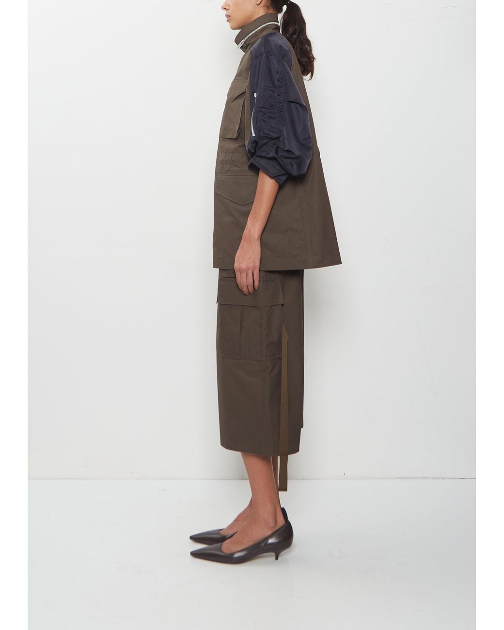 Sacai Black Cotton Weather Jacket