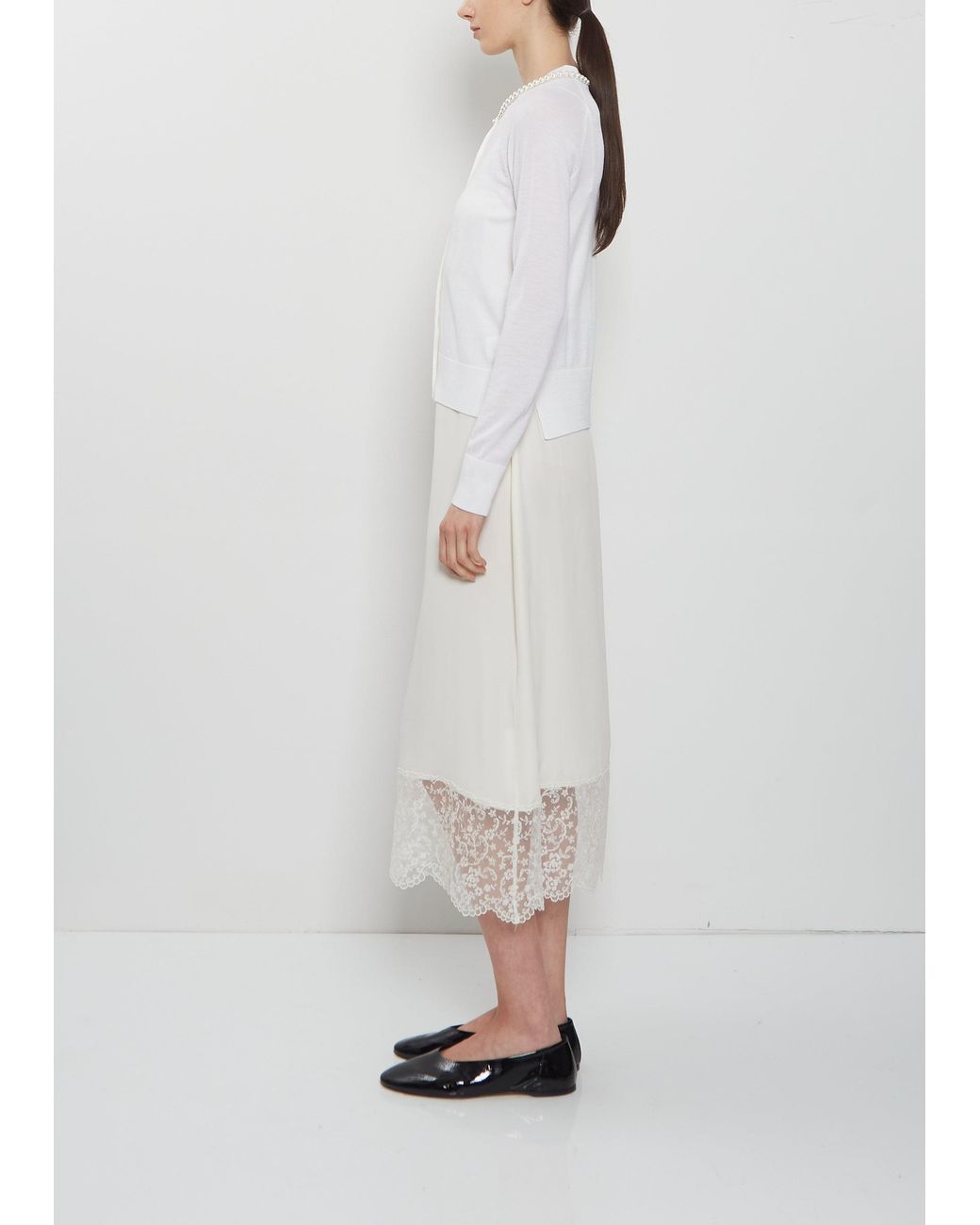 Simone Rocha White Embellished Merino Wool Silk Cardigan