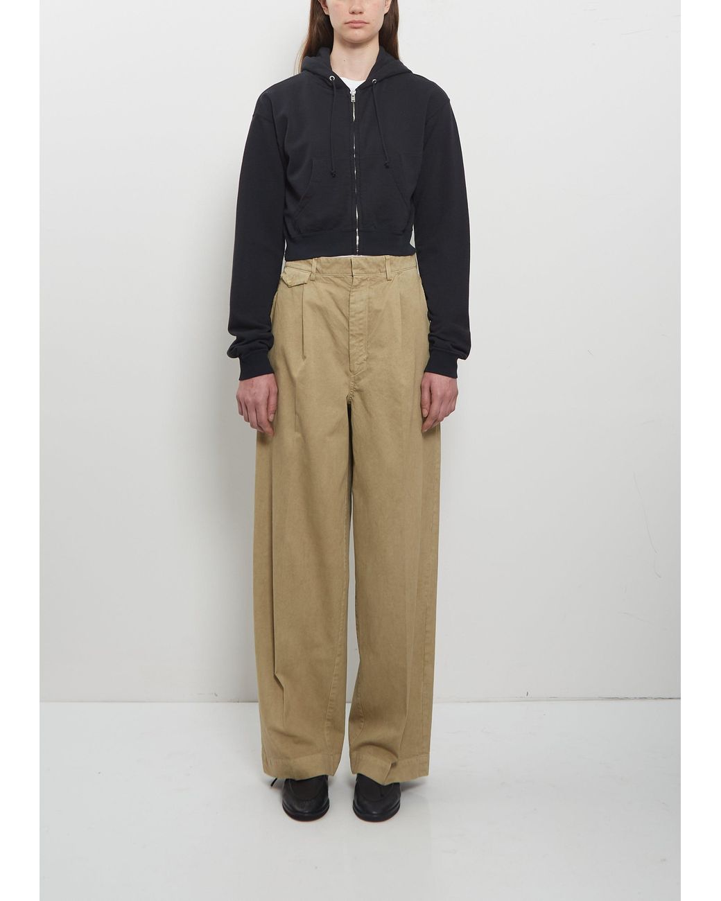 Auralee Natural Finx Light Chino One-tuck Pants