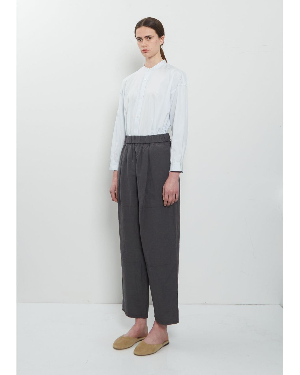 Arts & Science Gray One Tuck Linen Cotton Pant