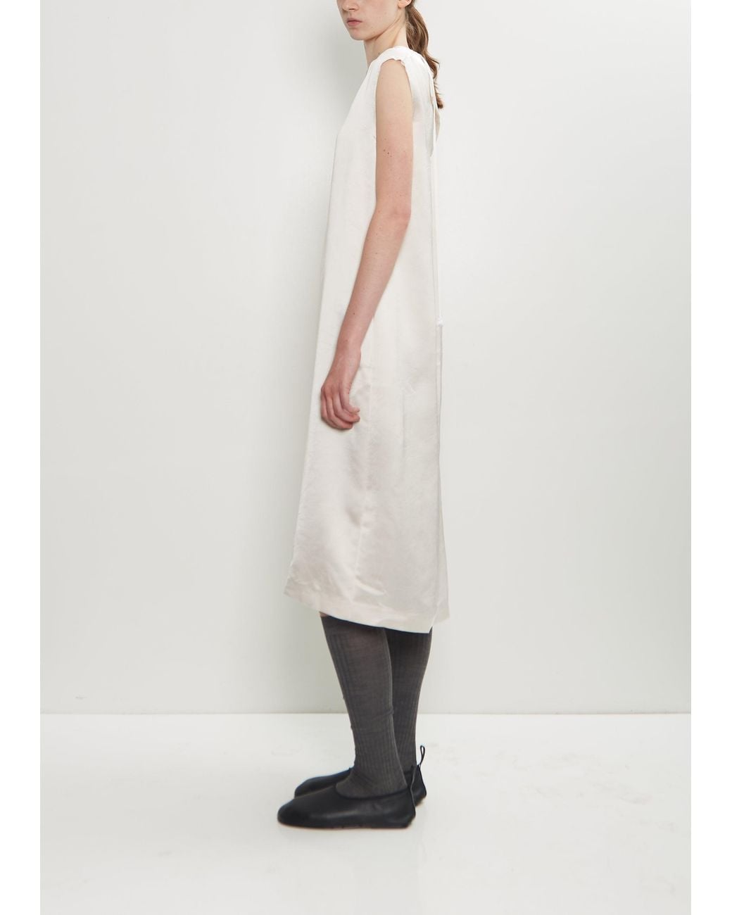 Carven White Satin Shift Dress
