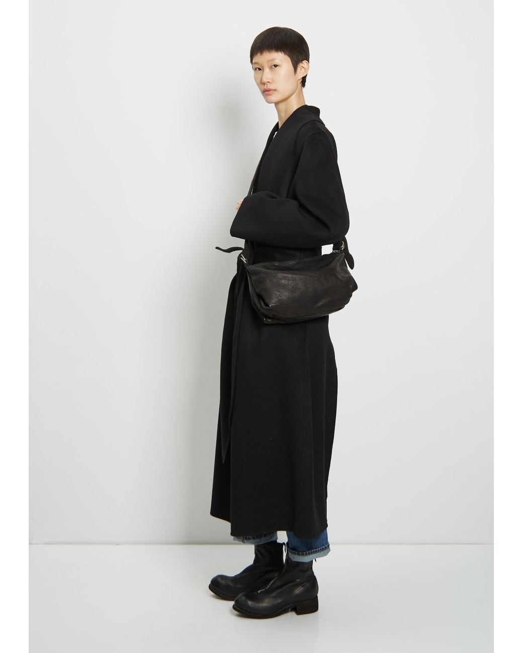 Guidi Leather Crossbody Bag in Black | Lyst