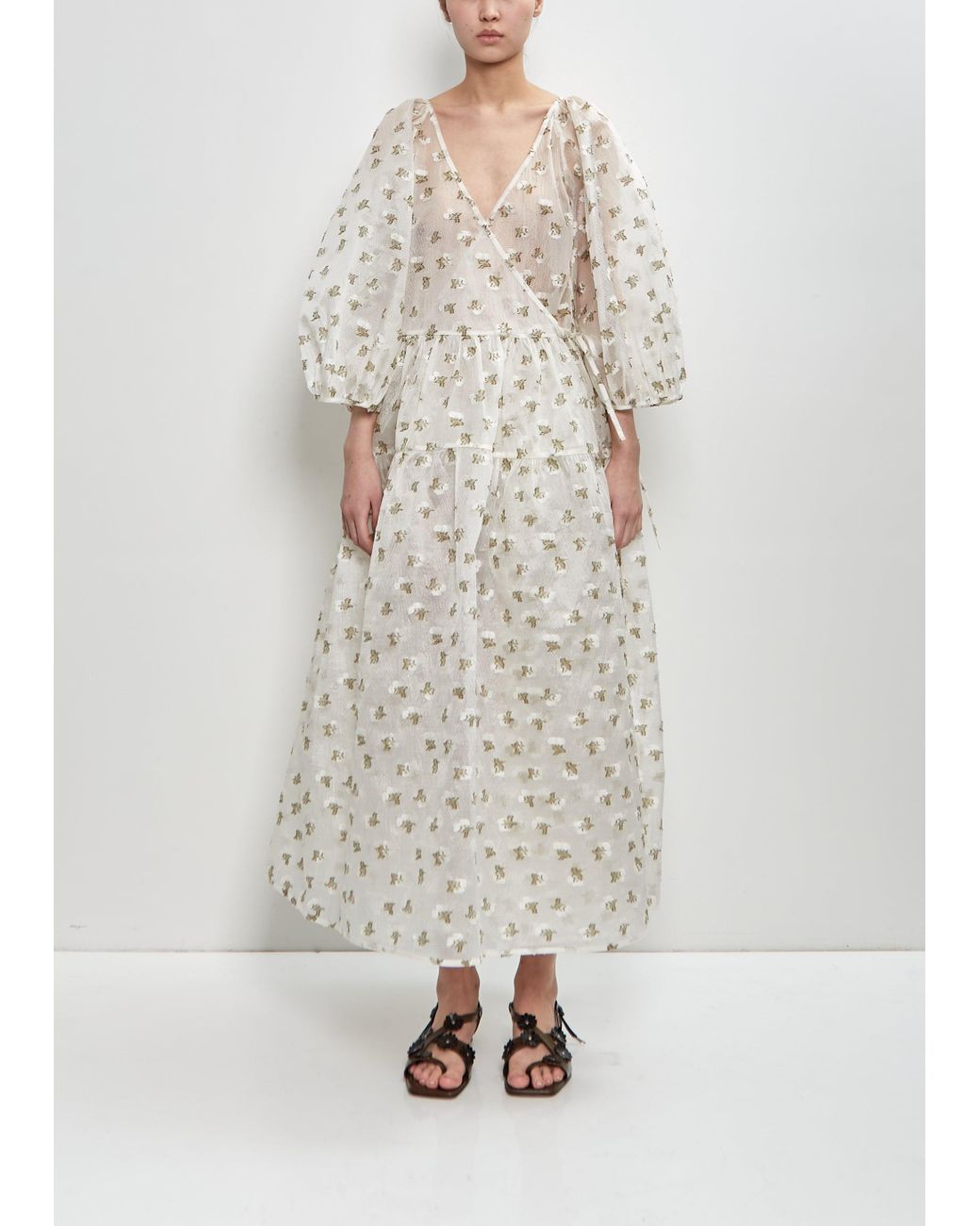 【Cecilie Bahnsen 】REGITZE DRESS REGITZE | DRESS KADO FIL-COUP… WHITE/OLIVE