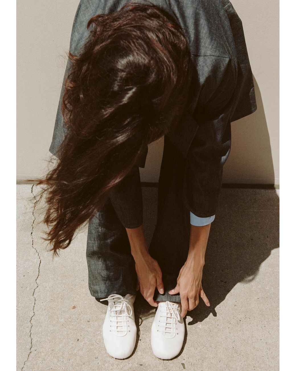 Dries Van Noten White Leather Lace-up Trainer