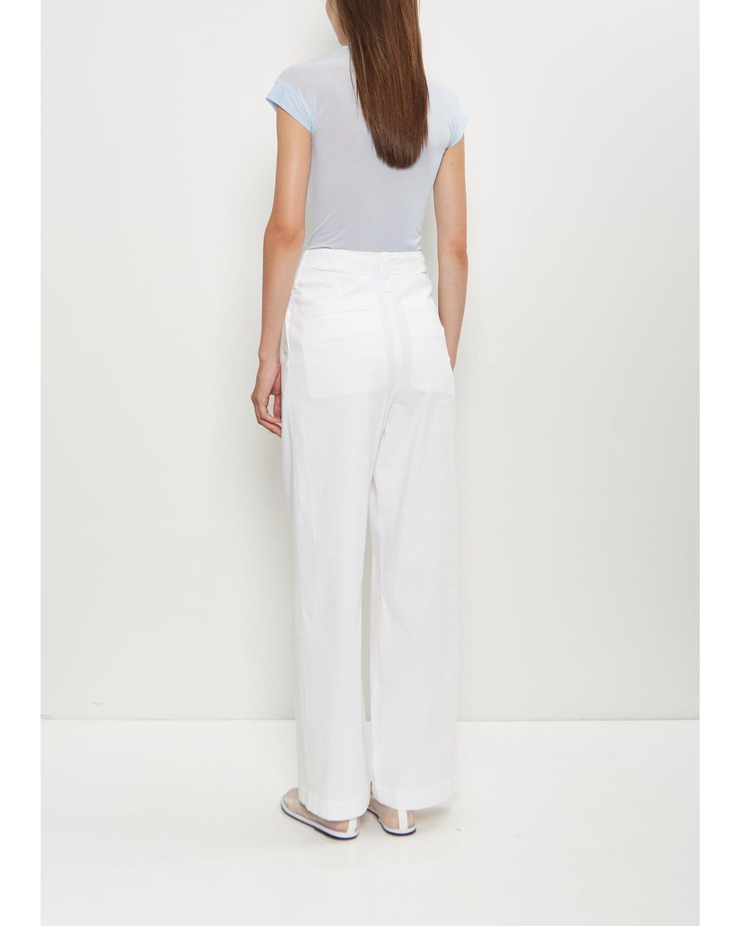 Issey Miyake White Washi Paper Wide Leg Pants