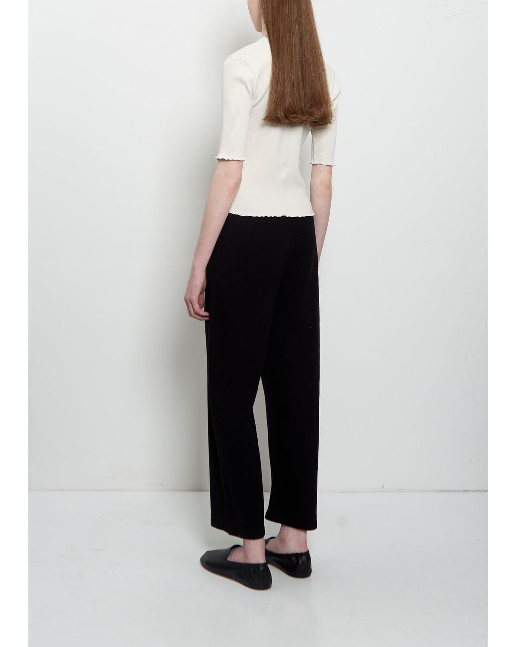 Lauren Manoogian White Crepe Cotton Linen Capri Pants