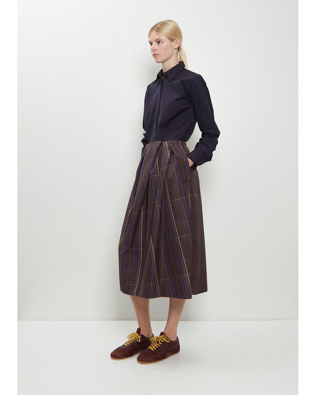 Dries Van Noten Blue Sonista Technical Twill Skirt