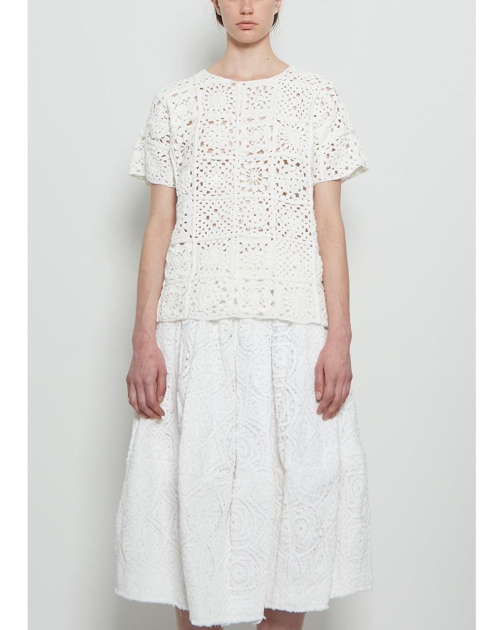 Comme des Garçons White Cotton Crochet Top