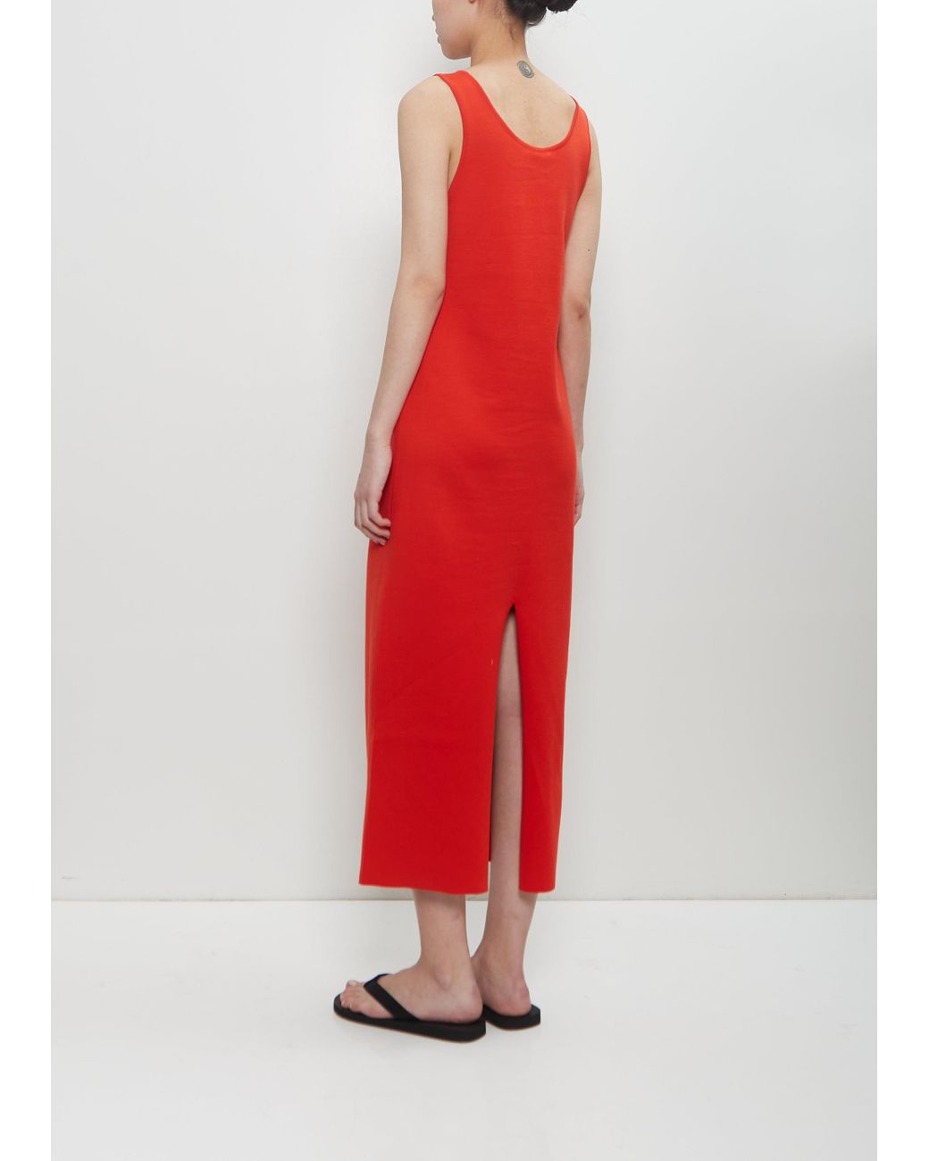 AURALEE Cotton Silk Strech Double Face Knit Dress in Red | Lyst