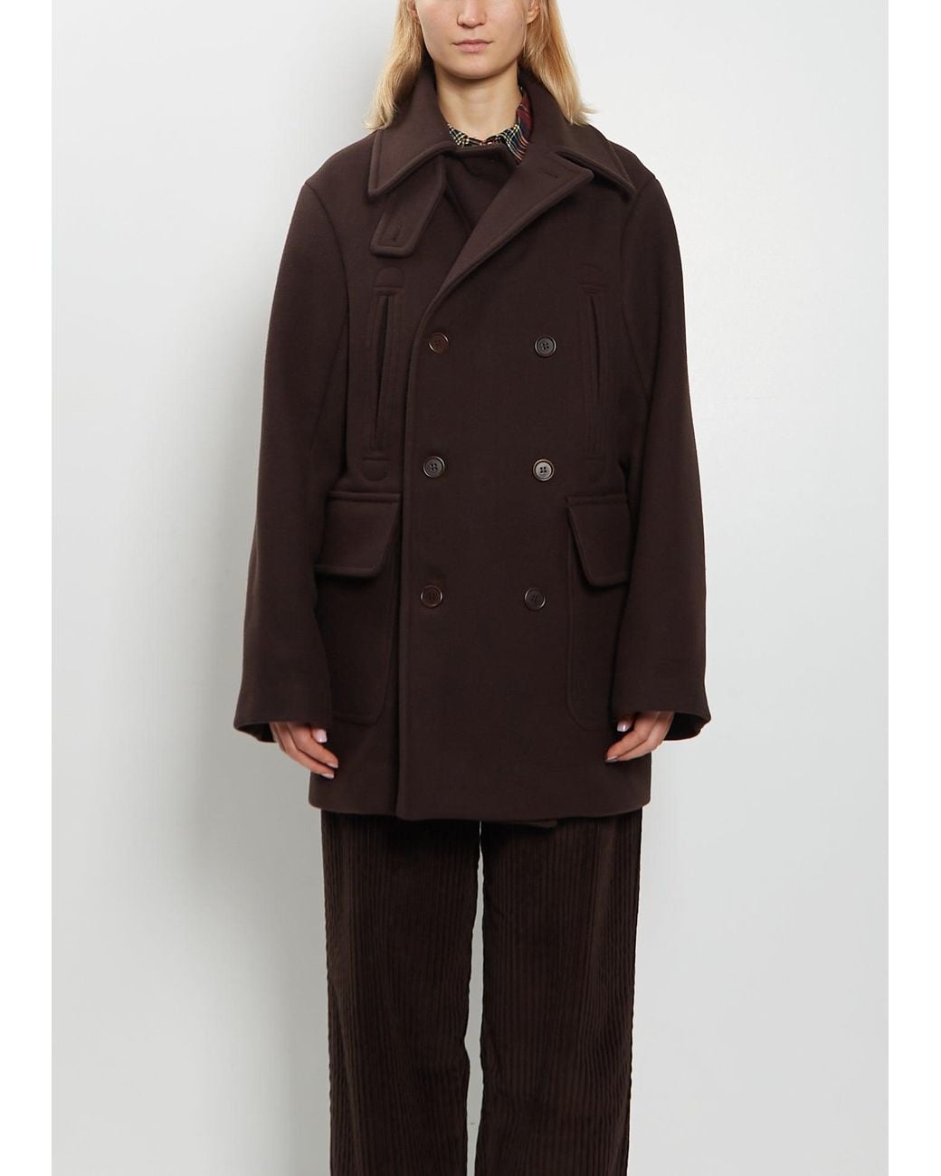 Meta Campania Collective Black Serge Boiled Wool Peacoat