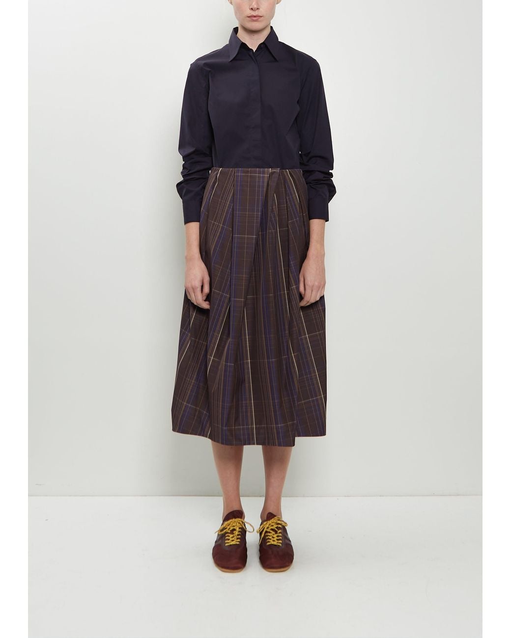 Dries Van Noten Blue Sonista Technical Twill Skirt