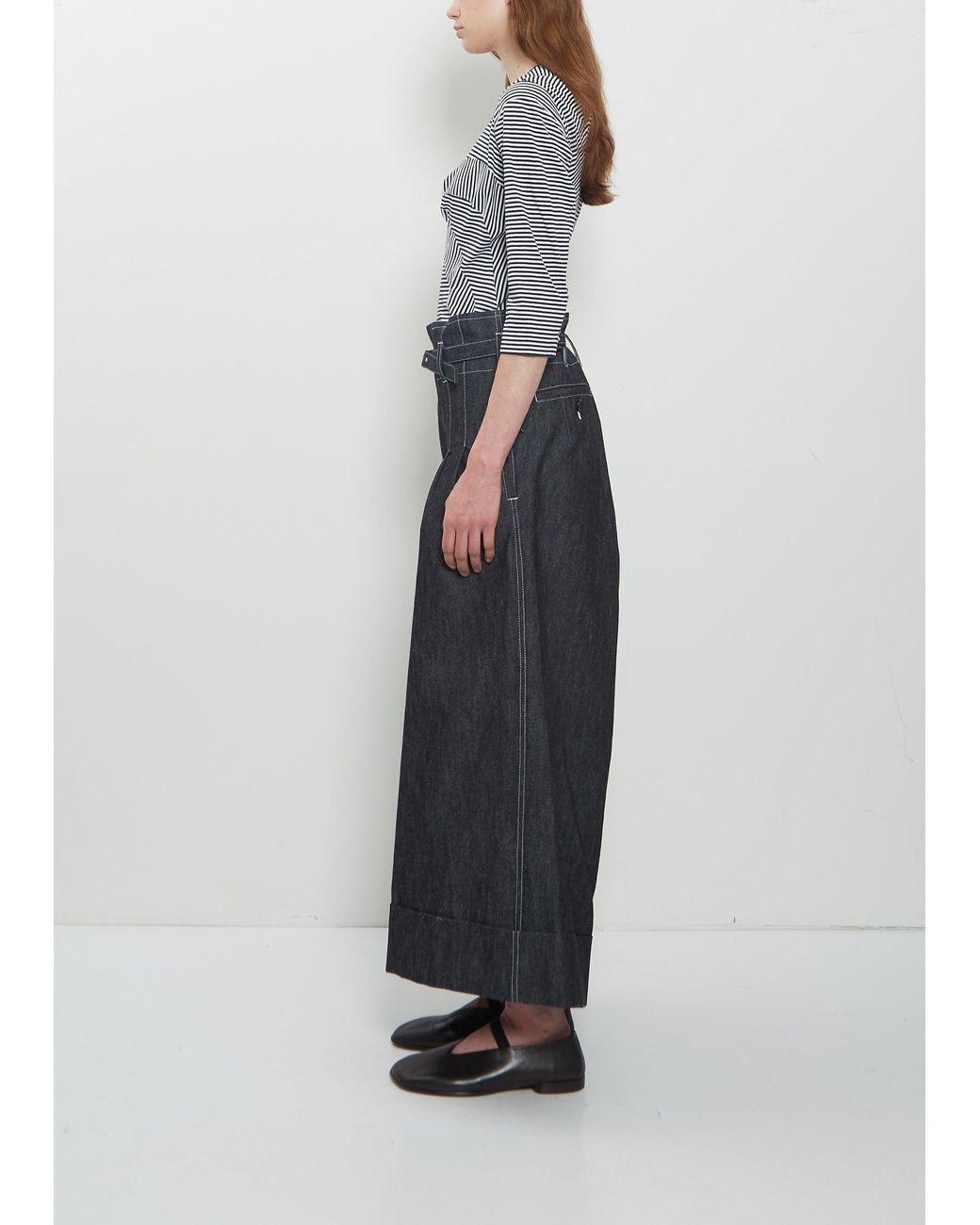 Junya Watanabe Gray High Waisted Pleated Wide Denim Jeans