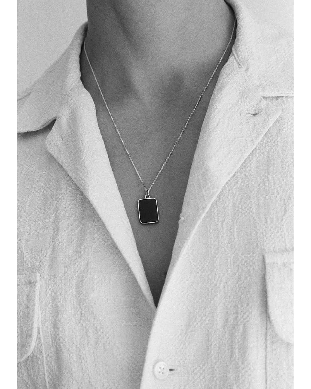 Sophie Buhai Black Silver Rectangle Pendant